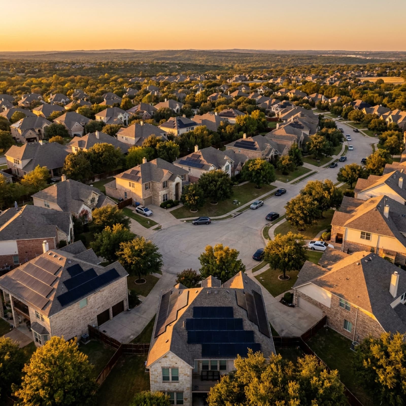 Aerial view of Kaizen residential solar install in Texas